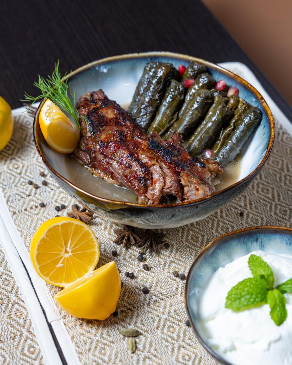 Lamb with Vine Leaves